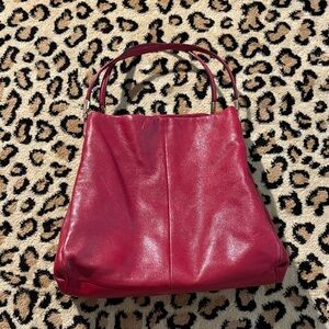 Coach Burgundy Leather Shoulder Bag with Top Handle